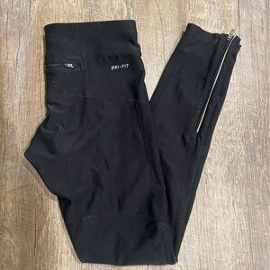 Nike Running Dri-Fit Athletic Leggings with Ankle Zipper